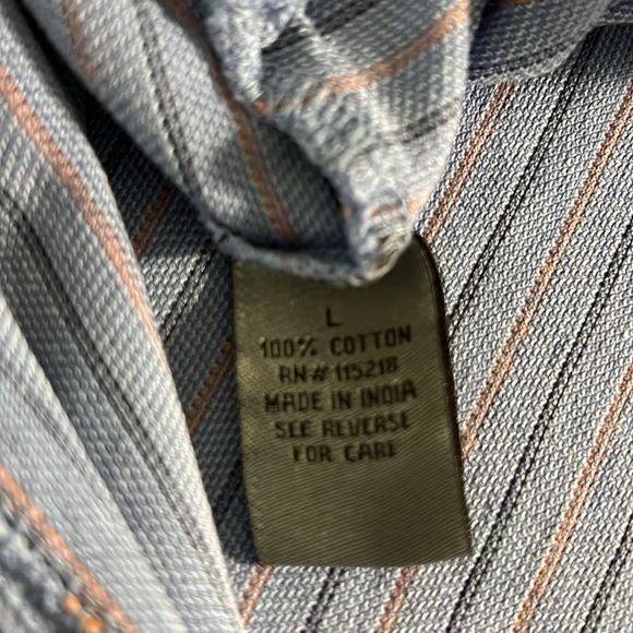 Johnston & Murphy Short Sleeve Light Blue With Black & Coral stripes Polo Sz Lg - Picture 8 of 9
